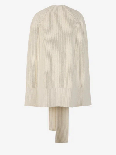 Shop Jil Sander Knitted Cape Coat In Long And Oversized Fit