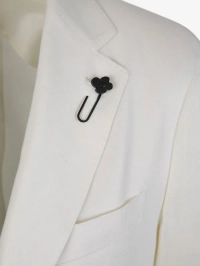 Shop Lardini Linen And Viscose Blazer In Blanc