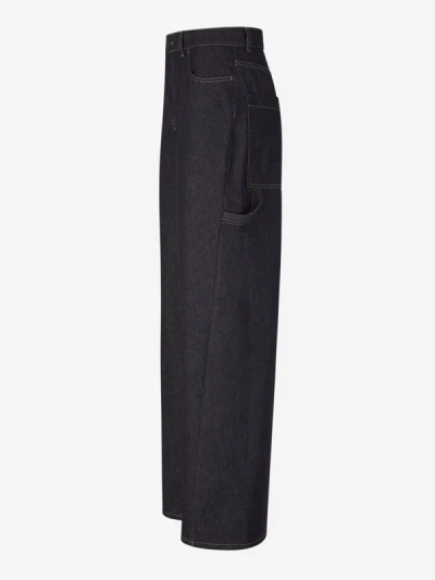 Shop Max Mara Denim Cargo Jeans In Logo Patch On The Back