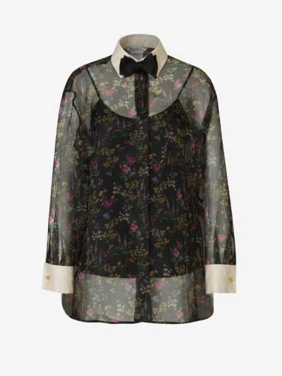 Shop Max Mara Floral Motif Blouse In Small Removable Bow Tie
