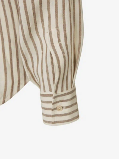Shop Max Mara Eritrean Linen Shirt In Striped Motif