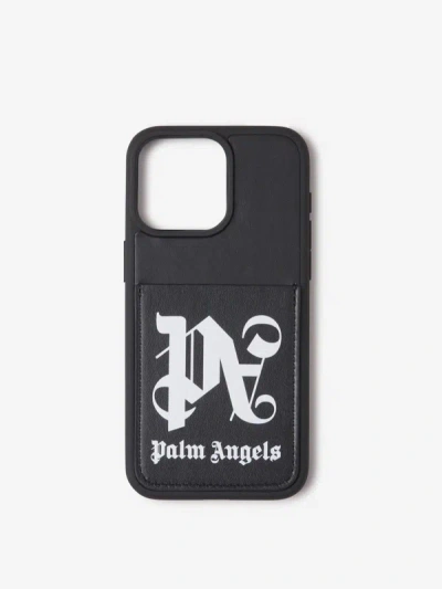 Shop Palm Angels Iphone 15 Pro Max Logo Case In Negre