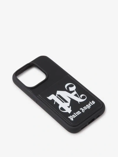 Shop Palm Angels Iphone 15 Pro Logo Case In Negre