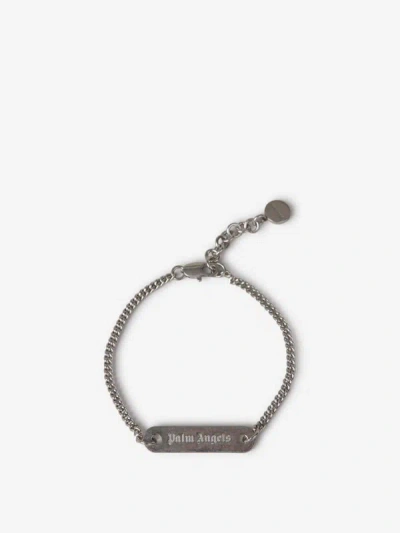 Shop Palm Angels Logo Chain Bracelet In Engraved Logo