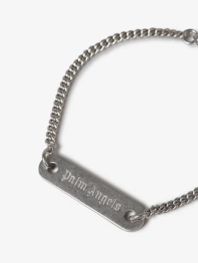 Shop Palm Angels Logo Chain Bracelet In Engraved Logo