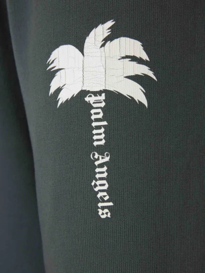 Shop Palm Angels Logo Cotton Joggers In Gris Antracita
