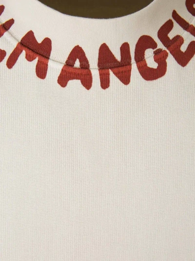 Shop Palm Angels Logo Cotton Sweatshirt In Crema