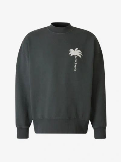 Shop Palm Angels Logo Cotton Sweatshirt In Gris Antracita