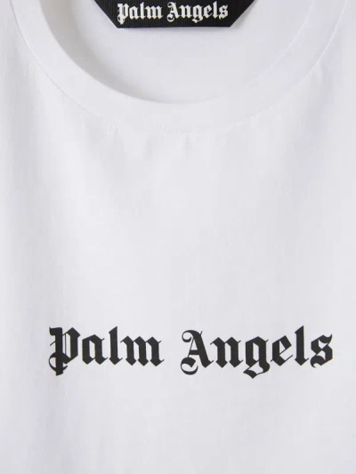 Shop Palm Angels Logo Cotton T-shirt In Blanc I Negre