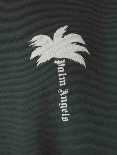 Shop Palm Angels Logo Cotton Sweatshirt In Gris Antracita