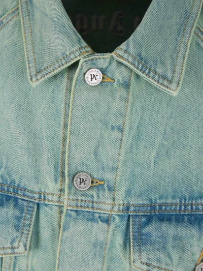 Shop Palm Angels Logo Denim Jacket In Blau Denim