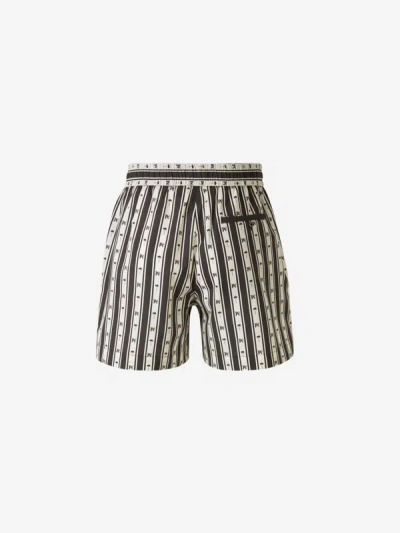 Shop Palm Angels Logo Striped Bermuda Shorts In Negre