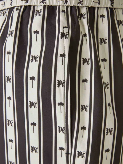 Shop Palm Angels Logo Striped Bermuda Shorts In Negre