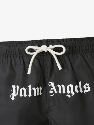 Shop Palm Angels Logo Technical Swimsuit In Negre
