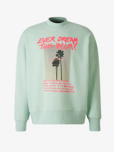 Shop Palm Angels Printed Cotton Sweatshirt In Verd Menta