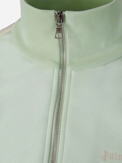 Shop Palm Angels Technical Zipper Sweatshirt In Logo Bordado En Contraste En El Frontal