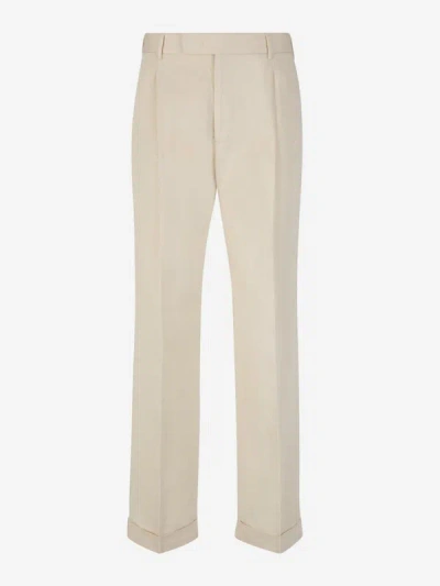 Shop Pt01 Cotton Formal Trousers In Beix