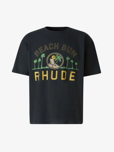 Shop Rhude Printed Cotton T-shirt In Graphic Print On The Front