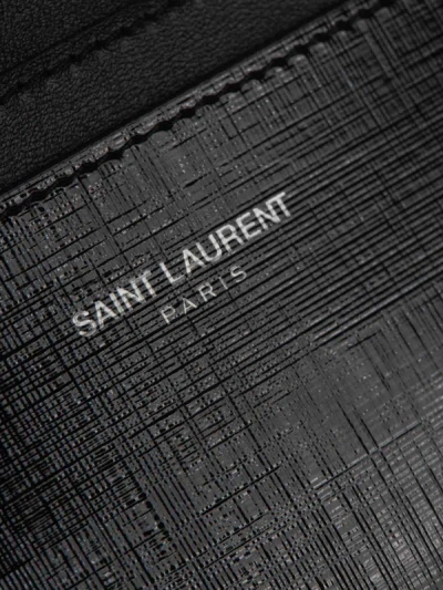 Shop Saint Laurent Logo Leather Card Holder In Patent Effect