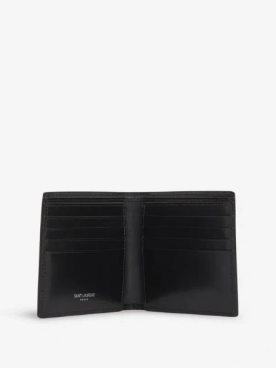 Shop Saint Laurent Logo Leather Wallet In Negre