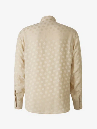 Shop Saint Laurent Polka Dot Shirt In Glossy And Matte Effect