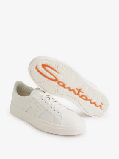 Shop Santoni Double Buckle Sneakers In Blanc