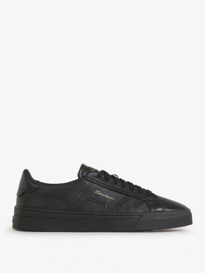 Shop Santoni Double Buckle Sneakers In Negre