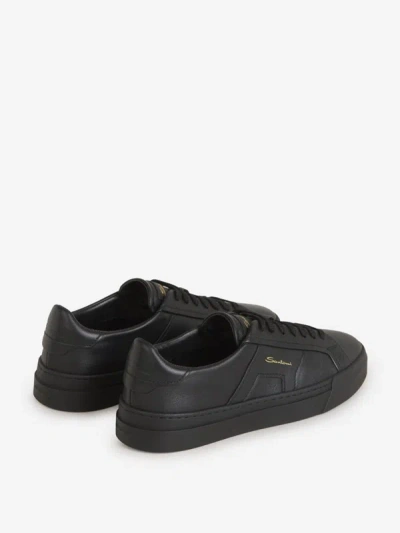 Shop Santoni Double Buckle Sneakers In Negre