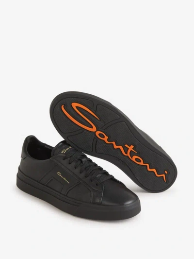 Shop Santoni Double Buckle Sneakers In Negre