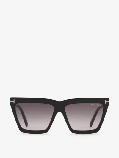 Shop Tom Ford Eden Rectangular Sunglasses In Logo Printed On The Lens And Inside The Temples