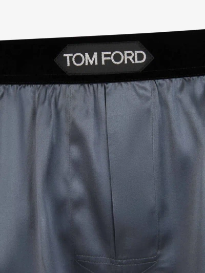 Shop Tom Ford Logo Silk Boxer In Gris Carbó