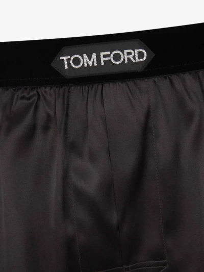 Shop Tom Ford Logo Silk Boxer In Marró Fosc