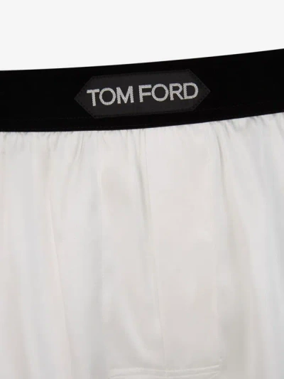 Shop Tom Ford Logo Silk Boxer In Blanc
