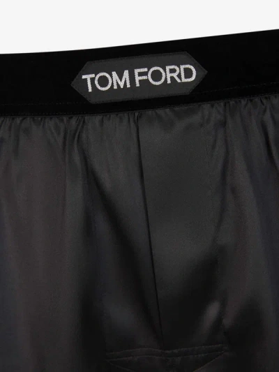 Shop Tom Ford Logo Silk Boxer In Negre