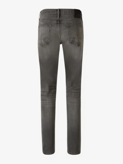 Shop Tom Ford Slim Fit Cotton Jeans In Logo Patch On The Side And Back