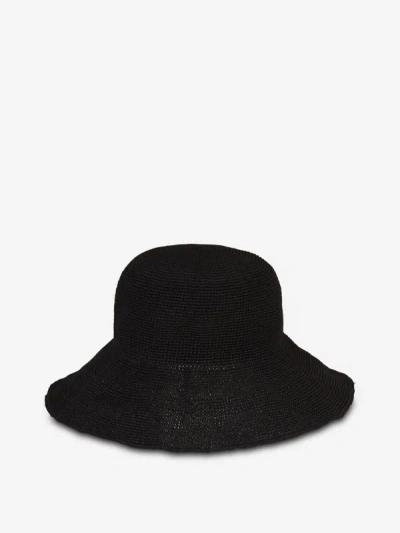Shop Totême Plain Raffia Hat In Negre
