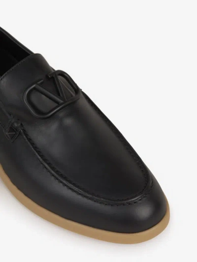 Shop Valentino Garavani Leisure Flows Loafers In Negre