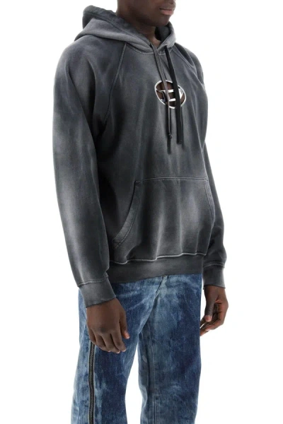 Shop Diesel Hooded Sweatshirt With Oval Logo And D Cut
