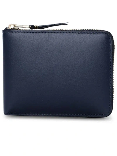 Shop Comme Des Garçons Blue Leather Wallet In Navy