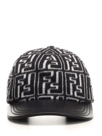 Shop Fendi Caps & Hats In Bianco+nero