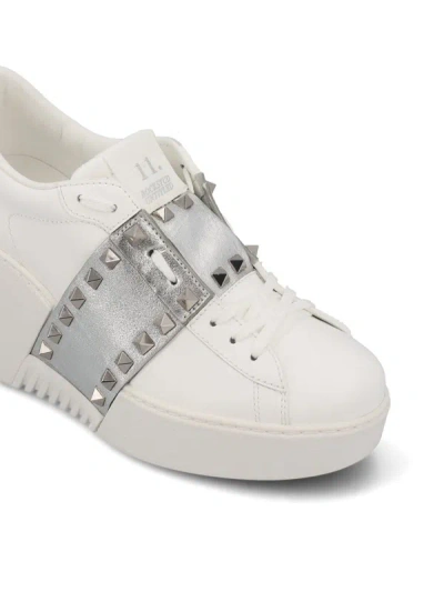Shop Valentino Garavani Sneakers In White/silver/palladium/white