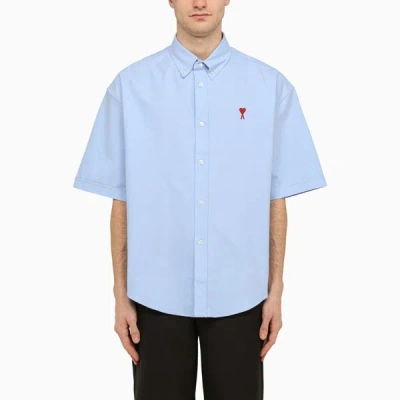 Shop Ami Alexandre Mattiussi Light Blue Cotton Button-down Shirt