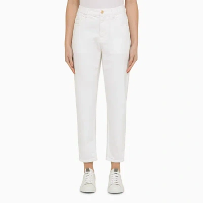 Shop Brunello Cucinelli | Regular White Cotton Trousers