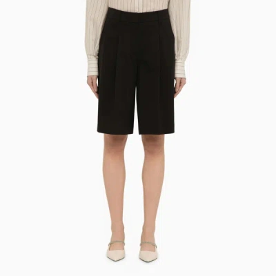 Shop Brunello Cucinelli Black Cotton-blend Bermuda Shorts