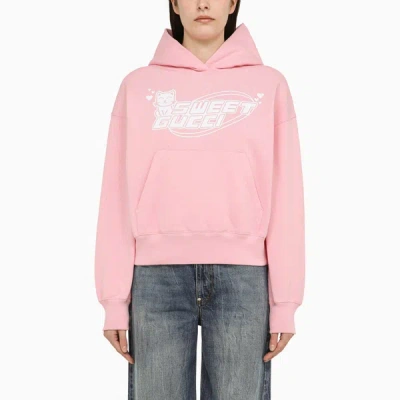 Shop Gucci Pink Cotton Sweatshirt With Logo