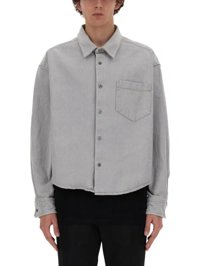 Shop Ami Alexandre Mattiussi Ami Paris Shirt With Logo In Grey