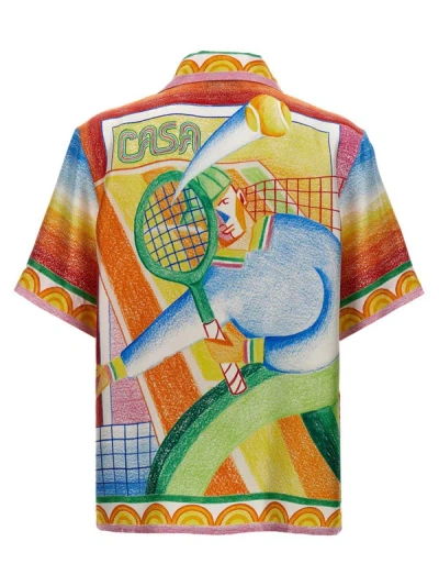 Shop Casablanca 'crayon Tennis Player' Shirt In Multicolor