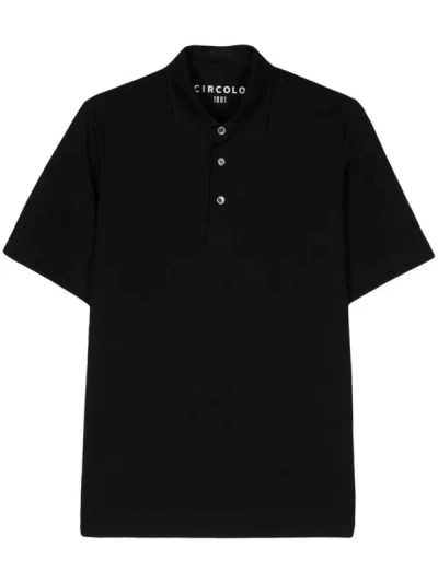 Shop Circolo 1901 Classic Pique Polo Shirt In Black