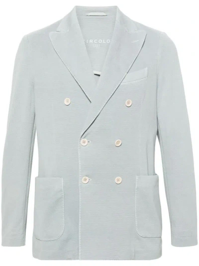 Shop Circolo 1901 Oxford Double-breasted Jacket In Clear Blue