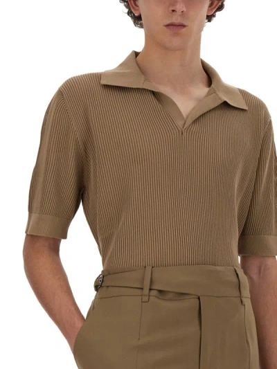 Shop Dolce & Gabbana Perforated Polo Shirt In Beige